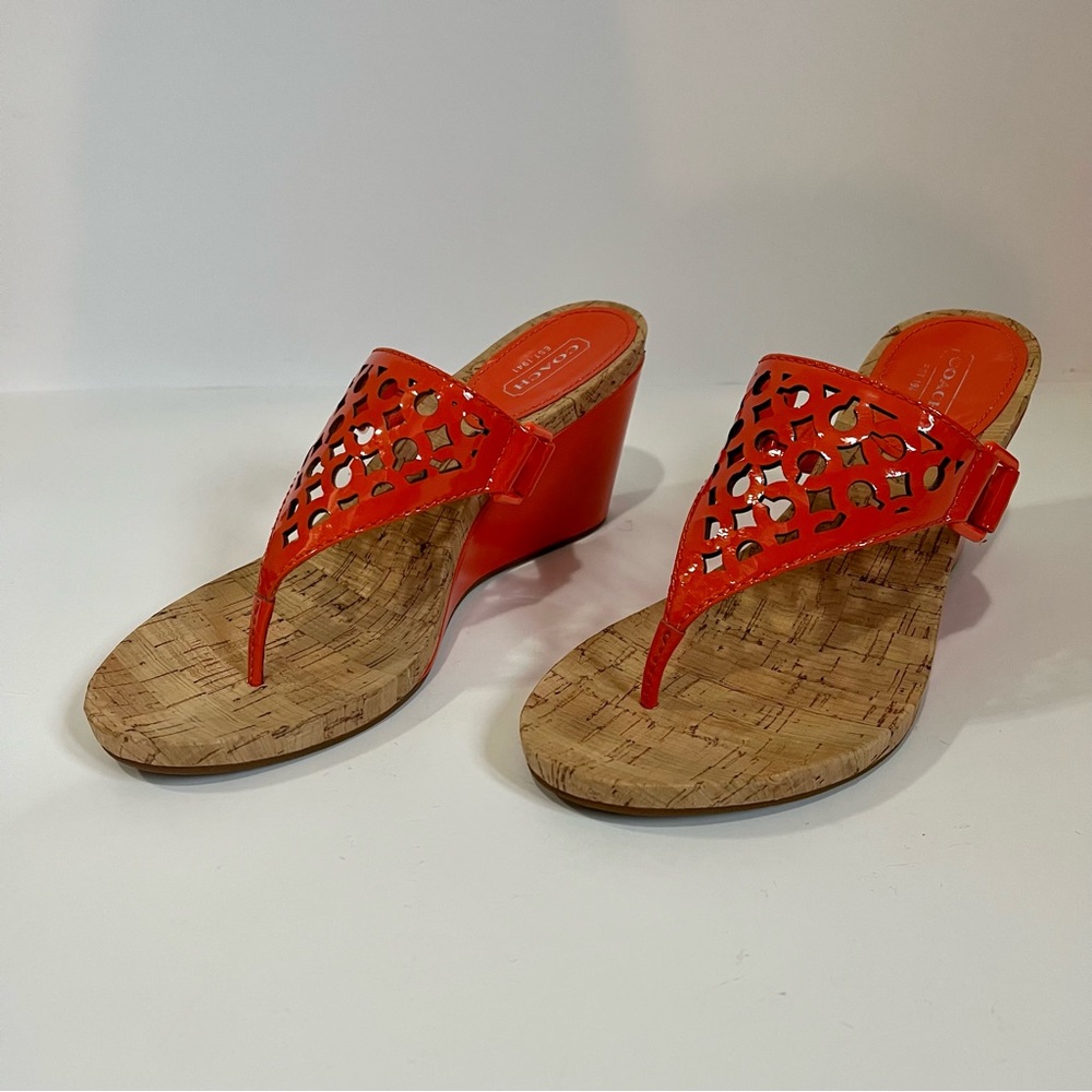 Women’s Coach Brooklyn OP Art patent leather; Orange; size 8